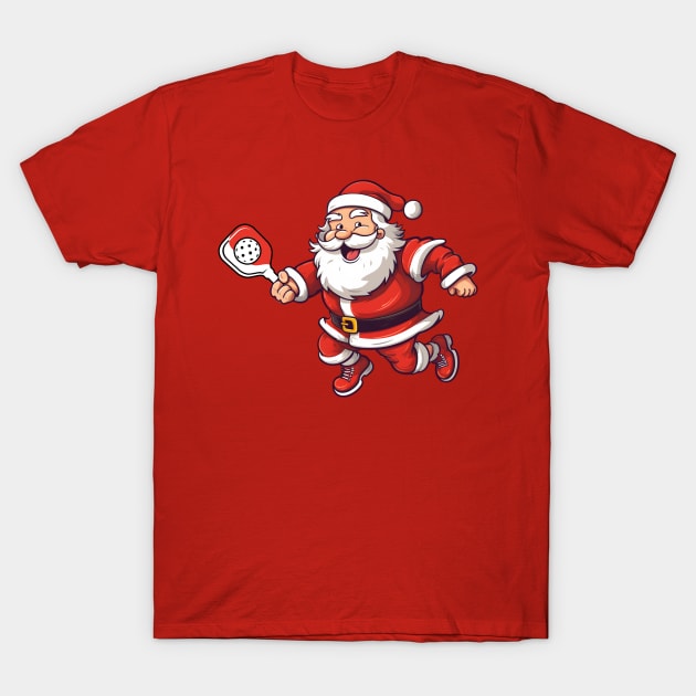 Smilling Santa playing pickleball T-Shirt by FK-UK